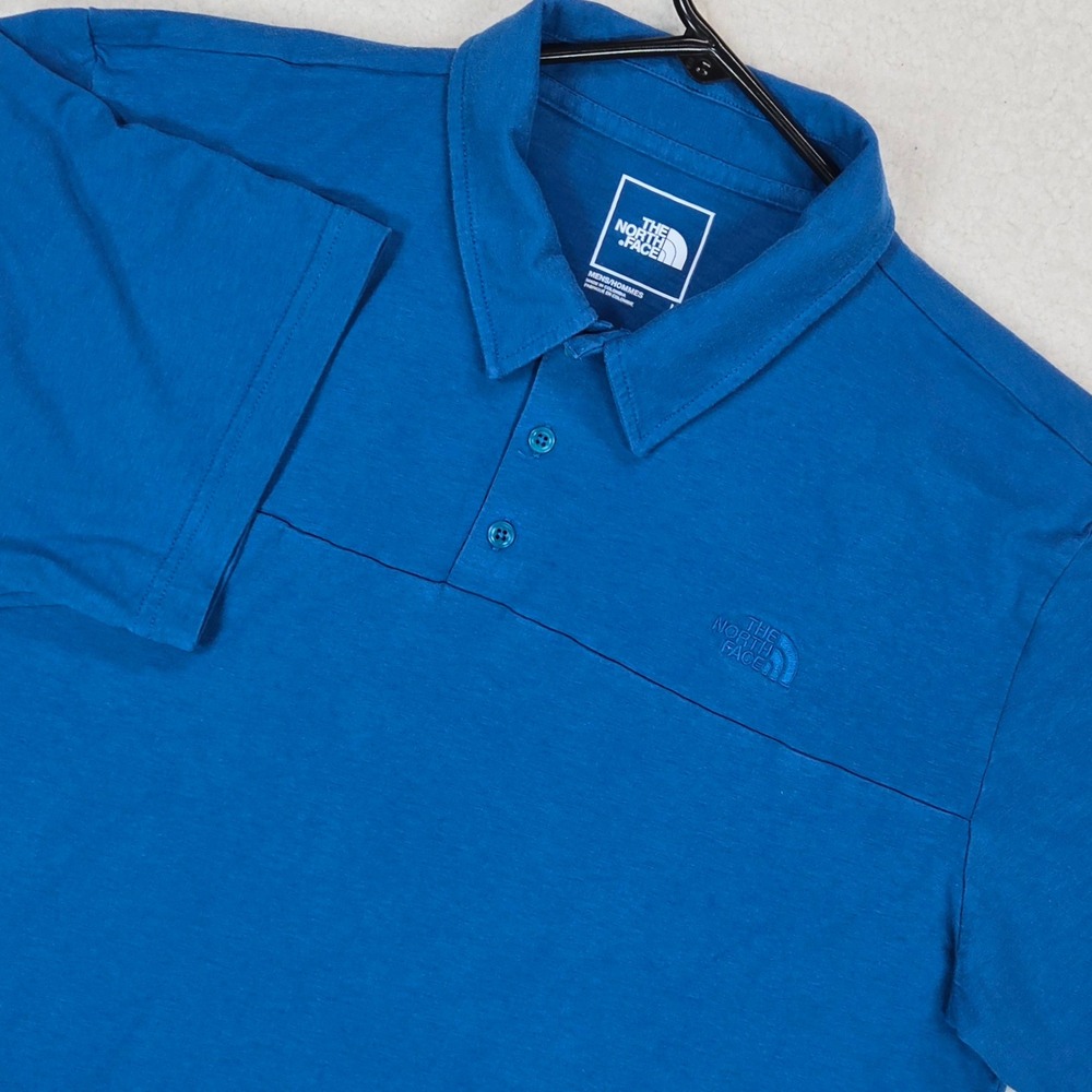 The North Face Blue Short Sleeve Polo L Cotton Lyocell Sustainable Minimalist